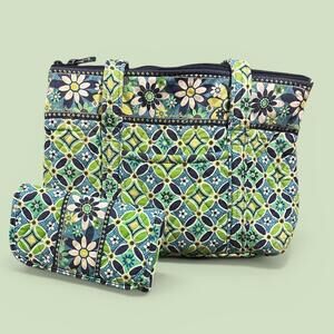Vera Bradley Quilted Floral Tote Bag with Matching Wallet